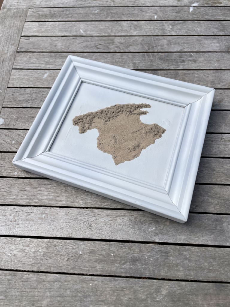 Mallorca sand relief picture 32x27 with white wooden frame