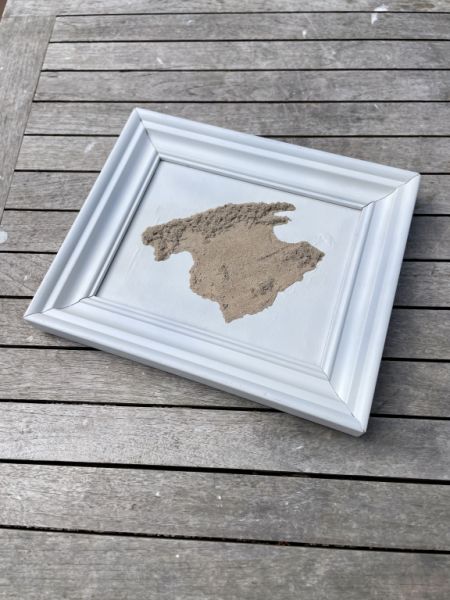Mallorca sand relief picture 32x27 with white wooden frame