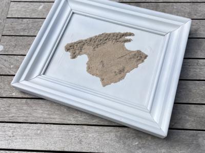 Mallorca sand relief picture 32x27 with white wooden frame