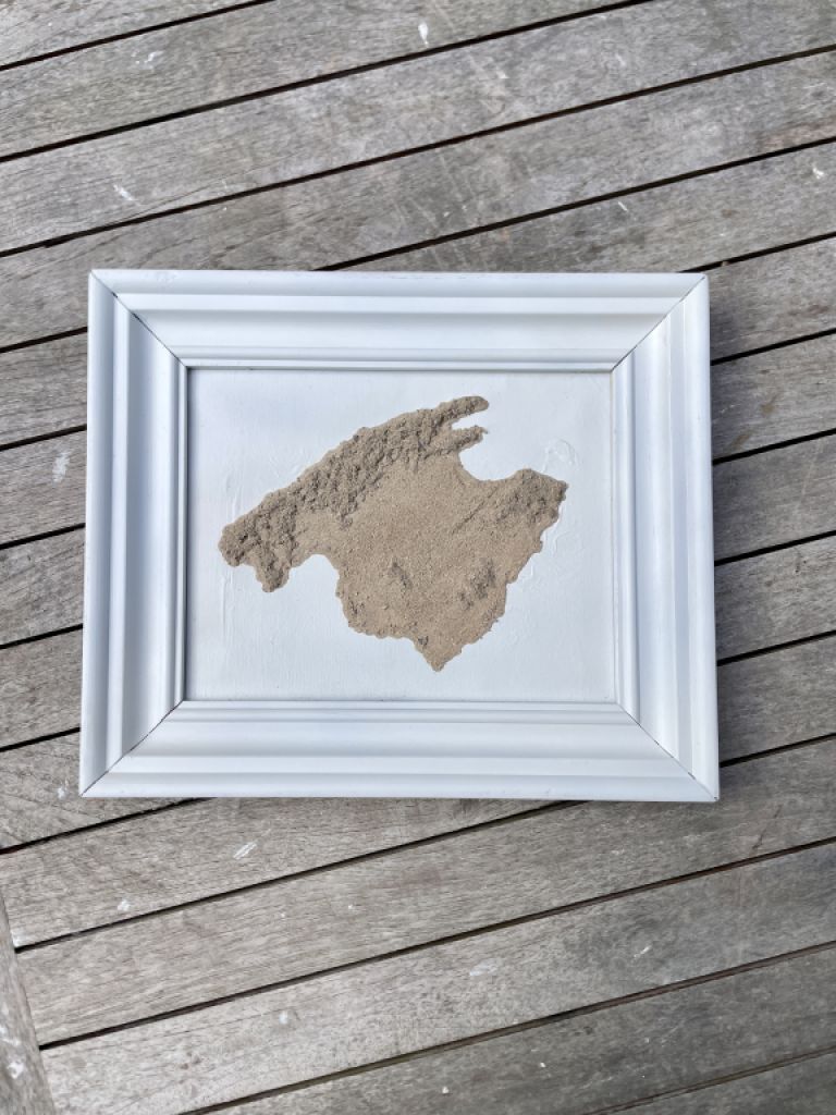 Mallorca sand relief picture 32x27 with white wooden frame