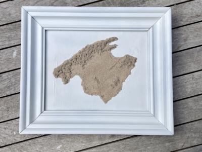 Mallorca sand relief picture 32x27 with white wooden frame