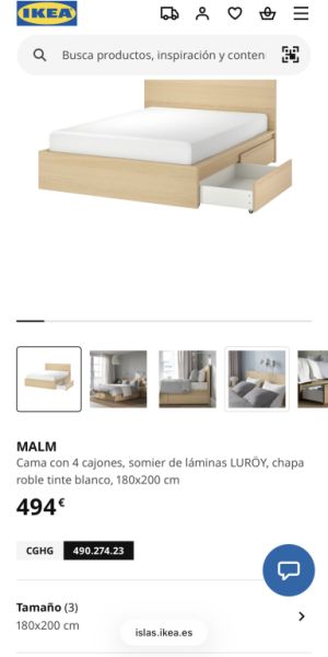 Malm bed 180x200 with drawers