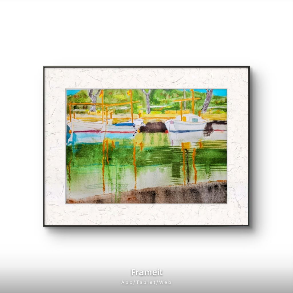 Marine Aquarell von Portocolom, neu