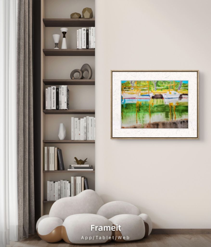 Marine Aquarell von Portocolom, neu