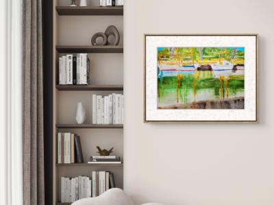 Marine Aquarell von Portocolom, neu