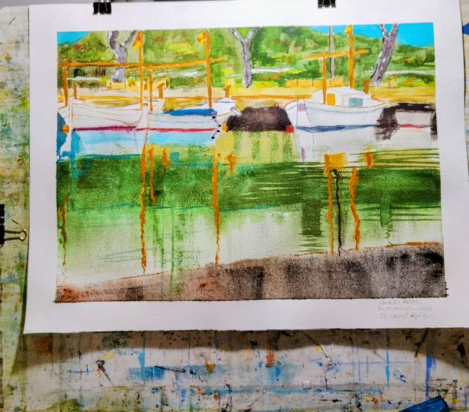 Marine Aquarell von Portocolom, neu