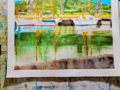 Marine Aquarell von Portocolom, neu