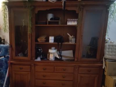 Solid wood living room cabinet / display cabinet – very large – two-piece