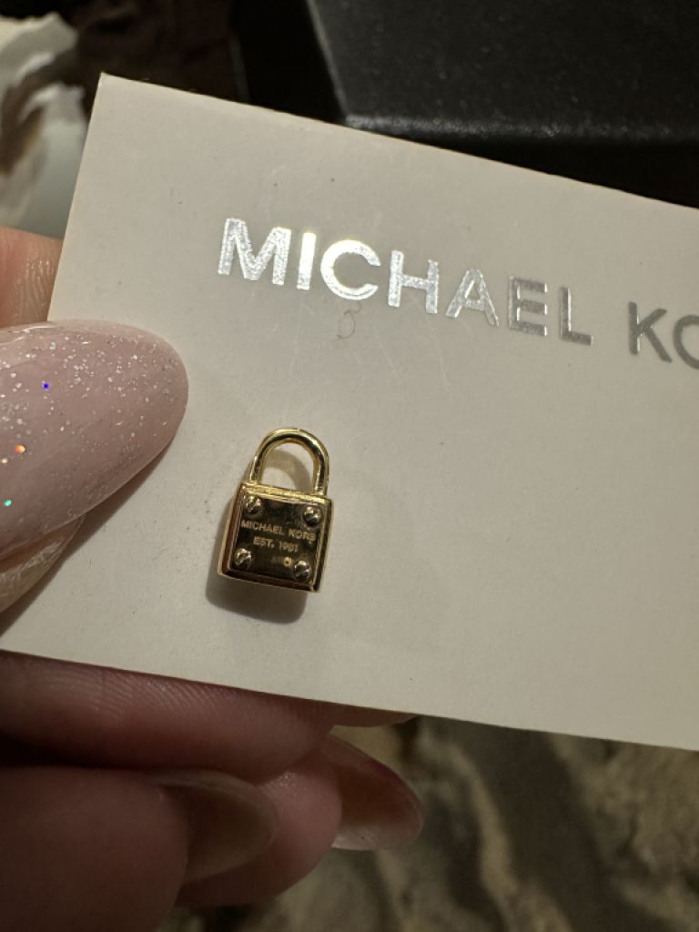 Michael Kors Stud Earrings MK Logo Padlock – Gold, New & Original!