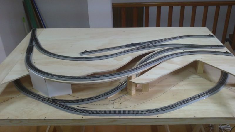 Modelleisenbahn Anlage 0, nur das gestaltete Layout ohne rollendes Material.