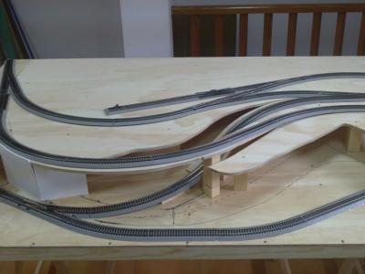 Modelleisenbahn Anlage 0, nur das gestaltete Layout ohne rollendes Material.