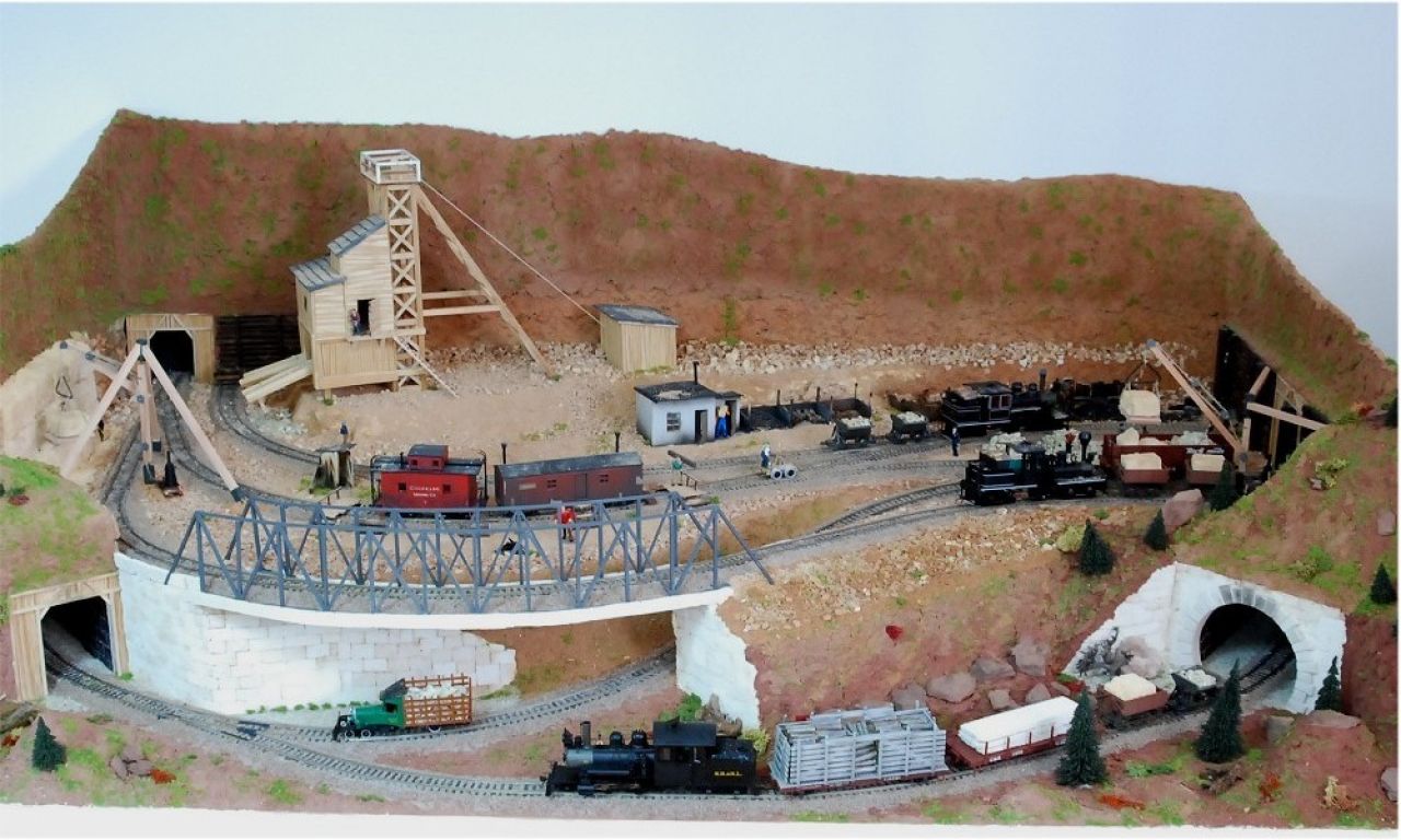 Modelleisenbahn Anlage 0, nur das gestaltete Layout ohne rollendes Material.