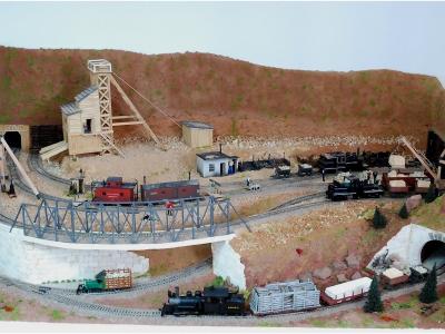 Modelleisenbahn Anlage 0, nur das gestaltete Layout ohne rollendes Material.