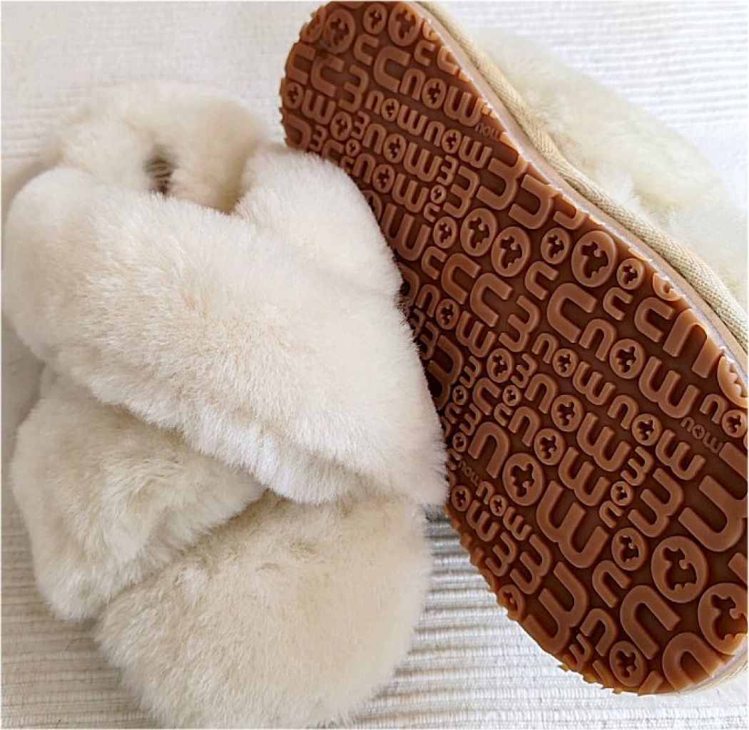Mou Damen-Lammfell-Slipper Eskimo, Gr. 38, Weiß