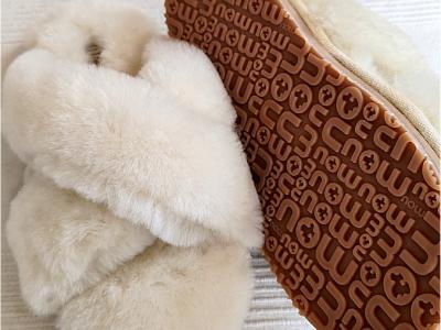Mou Damen-Lammfell-Slipper Eskimo, Gr. 38, Weiß