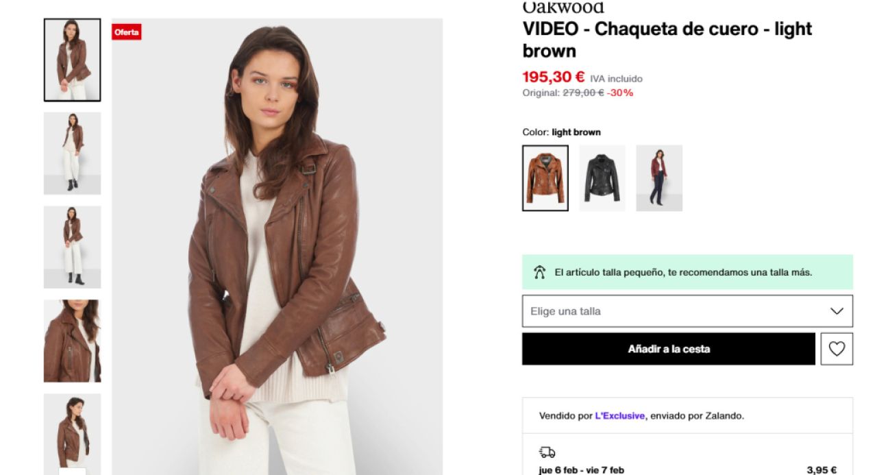 Nagelneue Damen- Lederjacke von OAKWOOD (Zalando), L - XL; aktueller Preis: 195€