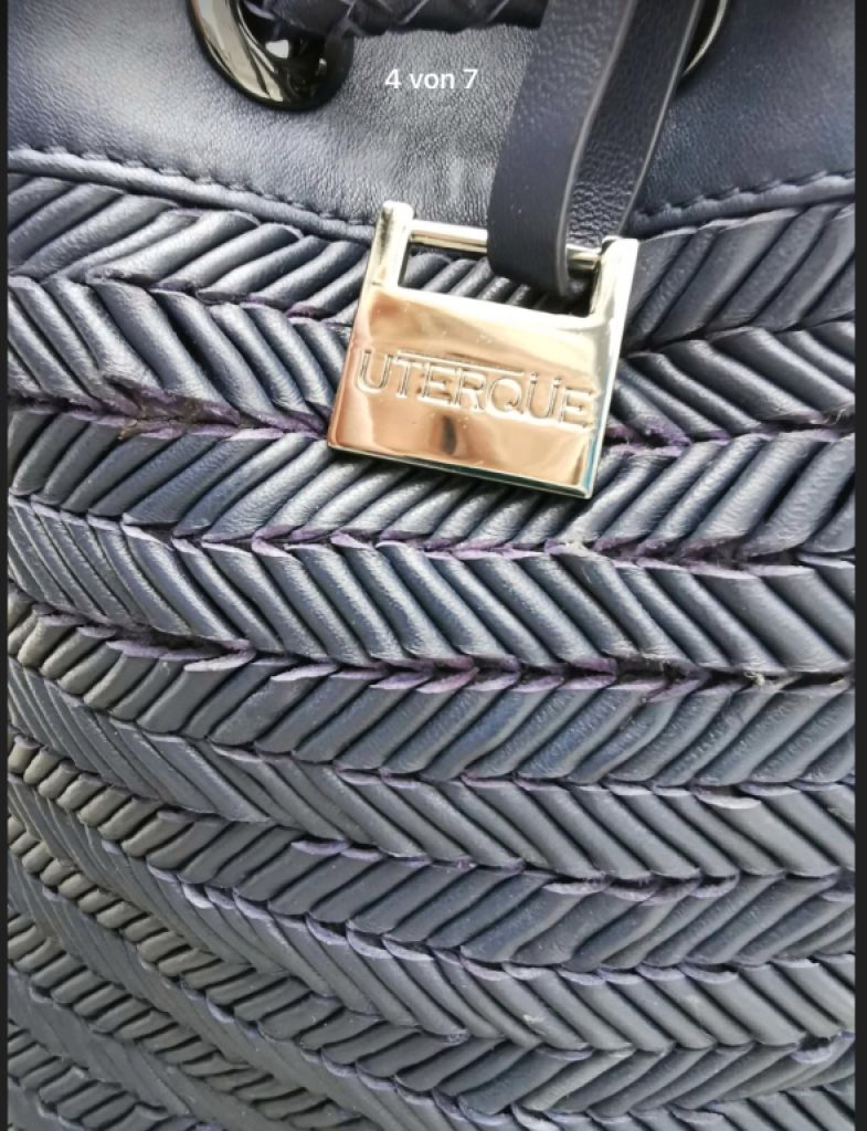 NEU! Edle Lederhandtasche/-Beutel von“UTERQÜE“, Dunkelblau NEU!