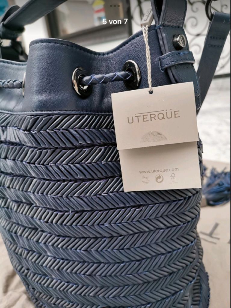NEU! Edle Lederhandtasche von UTERQÜE, Dunkelblau NEU!