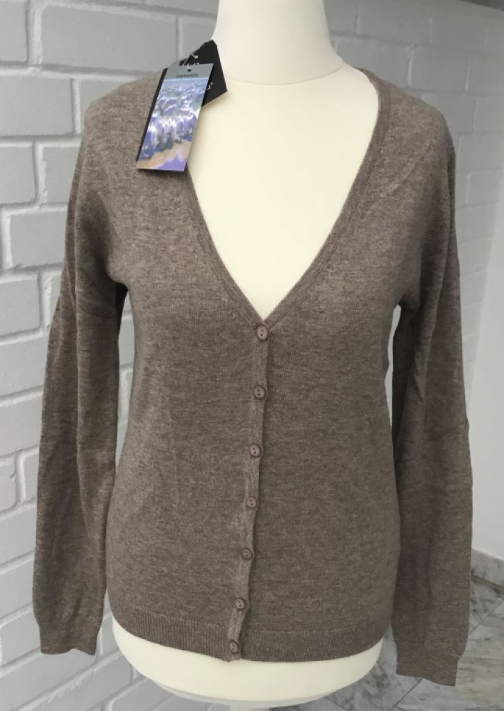 NEW! Elegant knitted cardigan “ASSUILI” Italy, size M, Beige/Gray Cashmere Silk