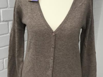 NEU! Edle Strickjacke Cardigan“ASSUILI“Italy, Gr.M, Beige/Grau Cashmere Seide
