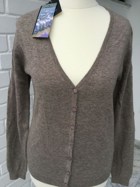 NEW! Elegant knitted cardigan “ASSUILI” Italy, size M, Beige/Gray Cashmere Silk