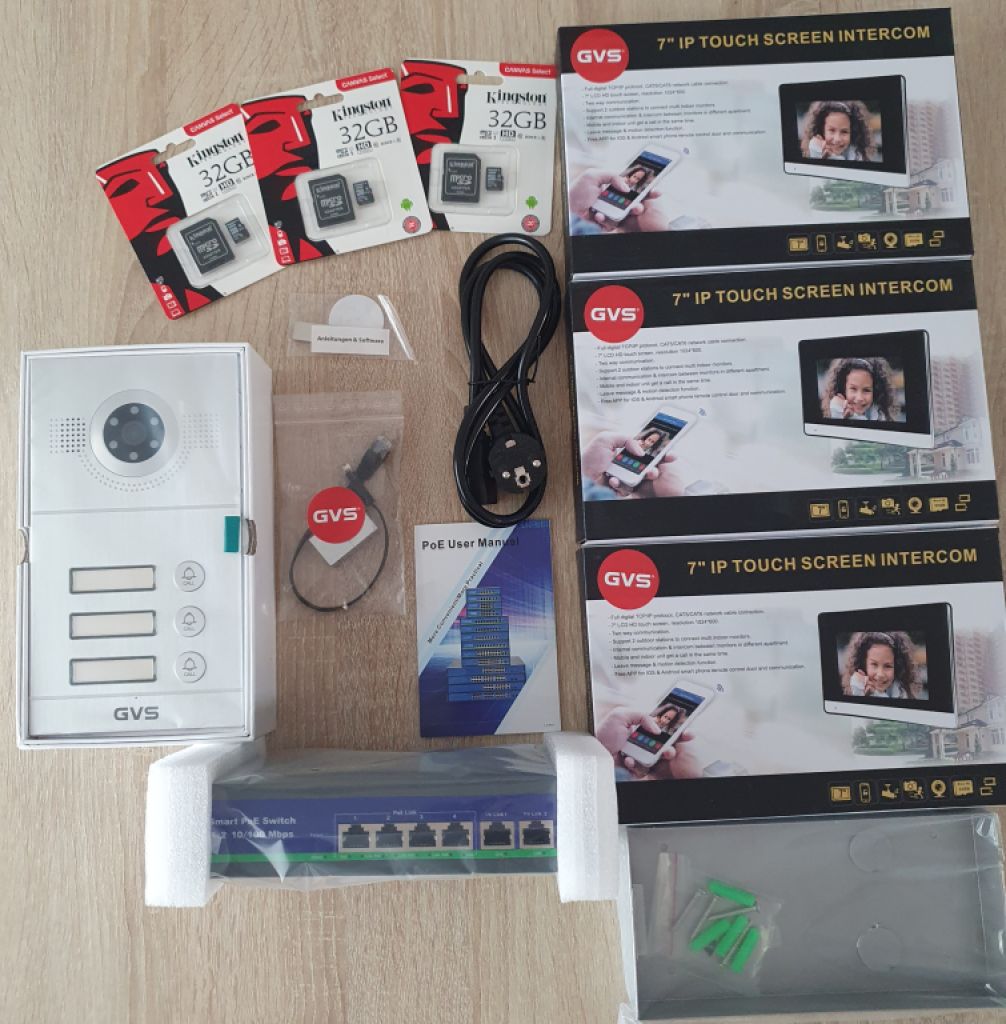NEU !!!  GVS IP Video Türsprechanlage mit 3x 7 Zoll Monitor, HD Kamera. Infos siehe Lieferschein.