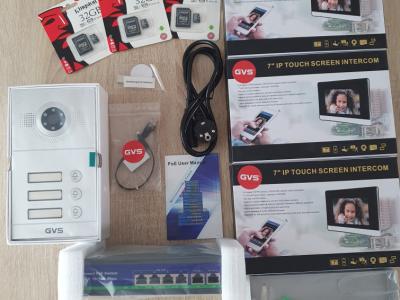 NEU !!!  GVS IP Video Türsprechanlage mit 3x 7 Zoll Monitor, HD Kamera. Infos siehe Lieferschein.