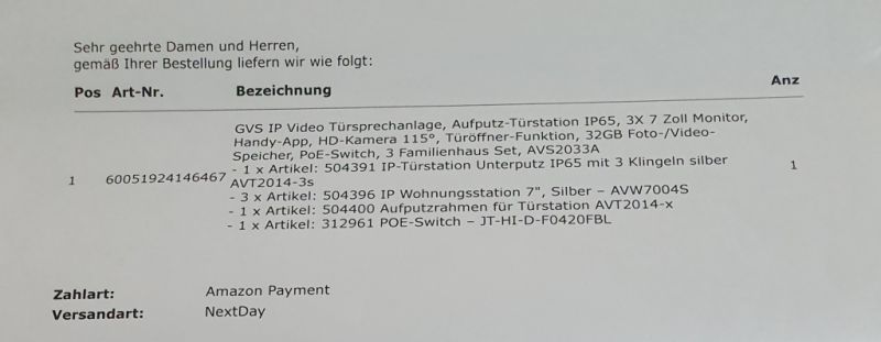 NEU !!!  GVS IP Video Türsprechanlage mit 3x 7 Zoll Monitor, HD Kamera. Infos siehe Lieferschein.