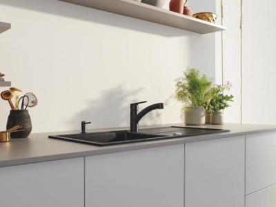 NEU schwarz matt Messing Grohe Start Küchenarmatur, Wasserhahn, ausziehbar schwenkbar Neupreis 188 €