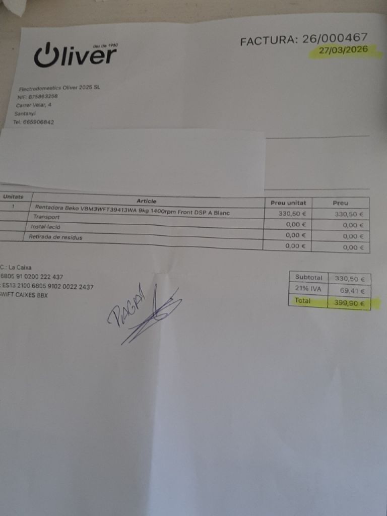 Neue Beko  Waschmaschine 9 kg 1400 rpm Front DSP A blanc