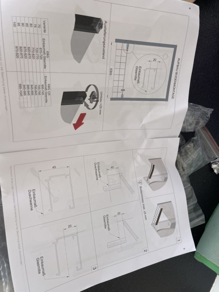 New shower cubicle, glass swing door