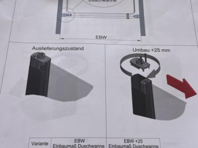 New shower cubicle, glass swing door