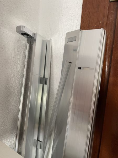 New shower cubicle, glass swing door