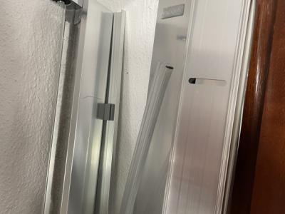 New shower cubicle, glass swing door