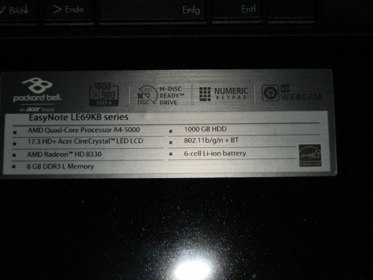 Notebook Packard Bell Easy Note with 17.3-inch screen