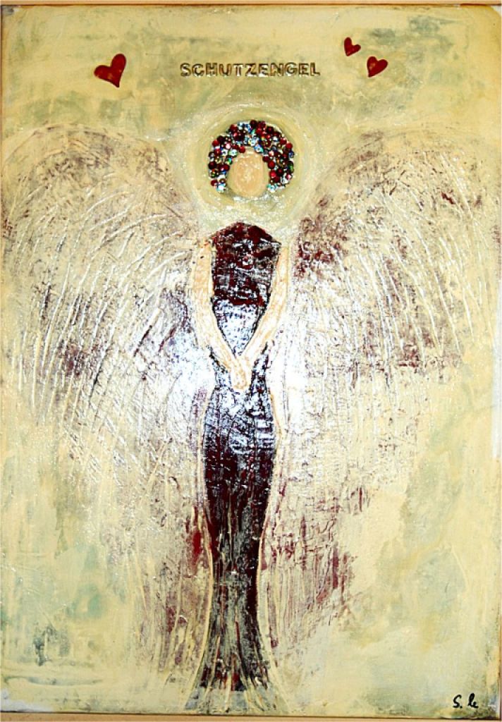 Oil painting "Guardian Angel", signed