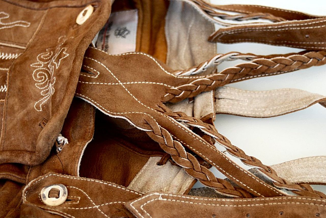 Original Kniebund Trachten Lederhose von SPIETH & WENSKY, Größe L