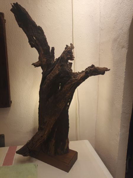 Original one-of-a-kind standing wood lamp