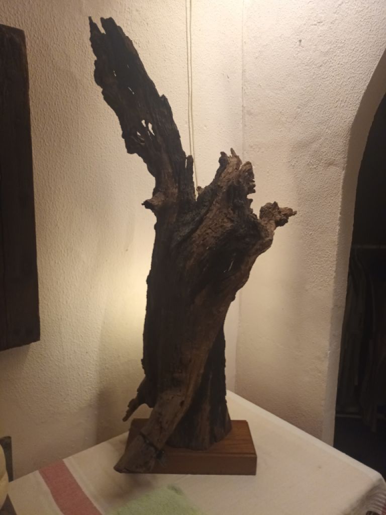 Original one-of-a-kind standing wood lamp