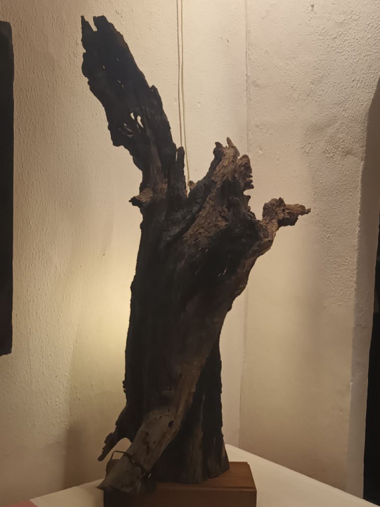 Original one-of-a-kind standing wood lamp