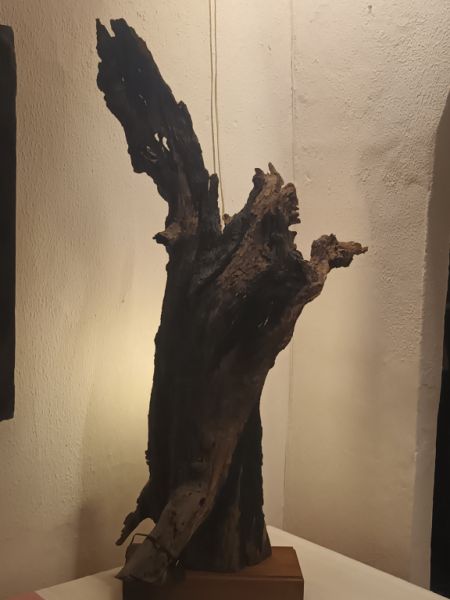 Original one-of-a-kind standing wood lamp