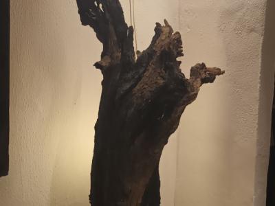 Original one-of-a-kind standing wood lamp