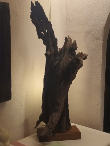 Original one-of-a-kind standing wood lamp