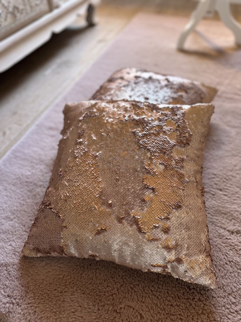 Pailletten Kissen 2 Stück in altrosa