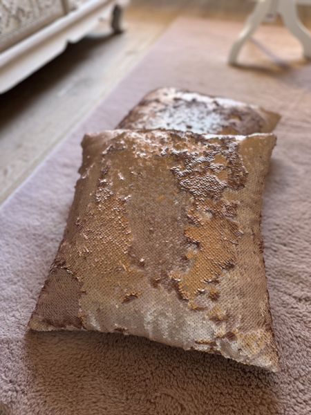 Pailletten Kissen 2 Stück in altrosa