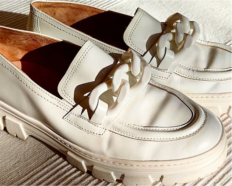 Paul Green mocasines/slip-ons de cuero con una cadena voluminosa, talla 38, muy buen estado