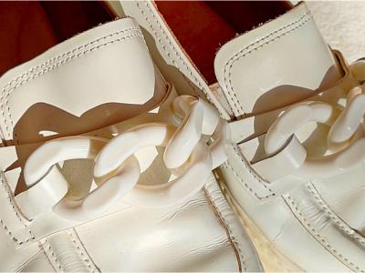 Paul Green mocasines/slip-ons de cuero con una cadena voluminosa, talla 38, muy buen estado