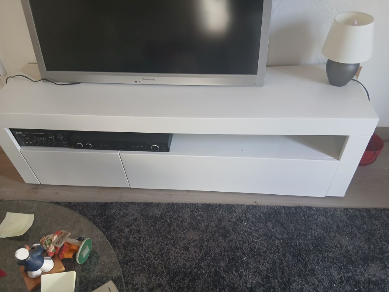 Phono cabinet white high-gloss