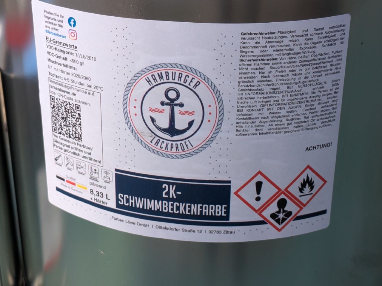 Pool paint / swimming pool paint blue RAL 5012 - 2K