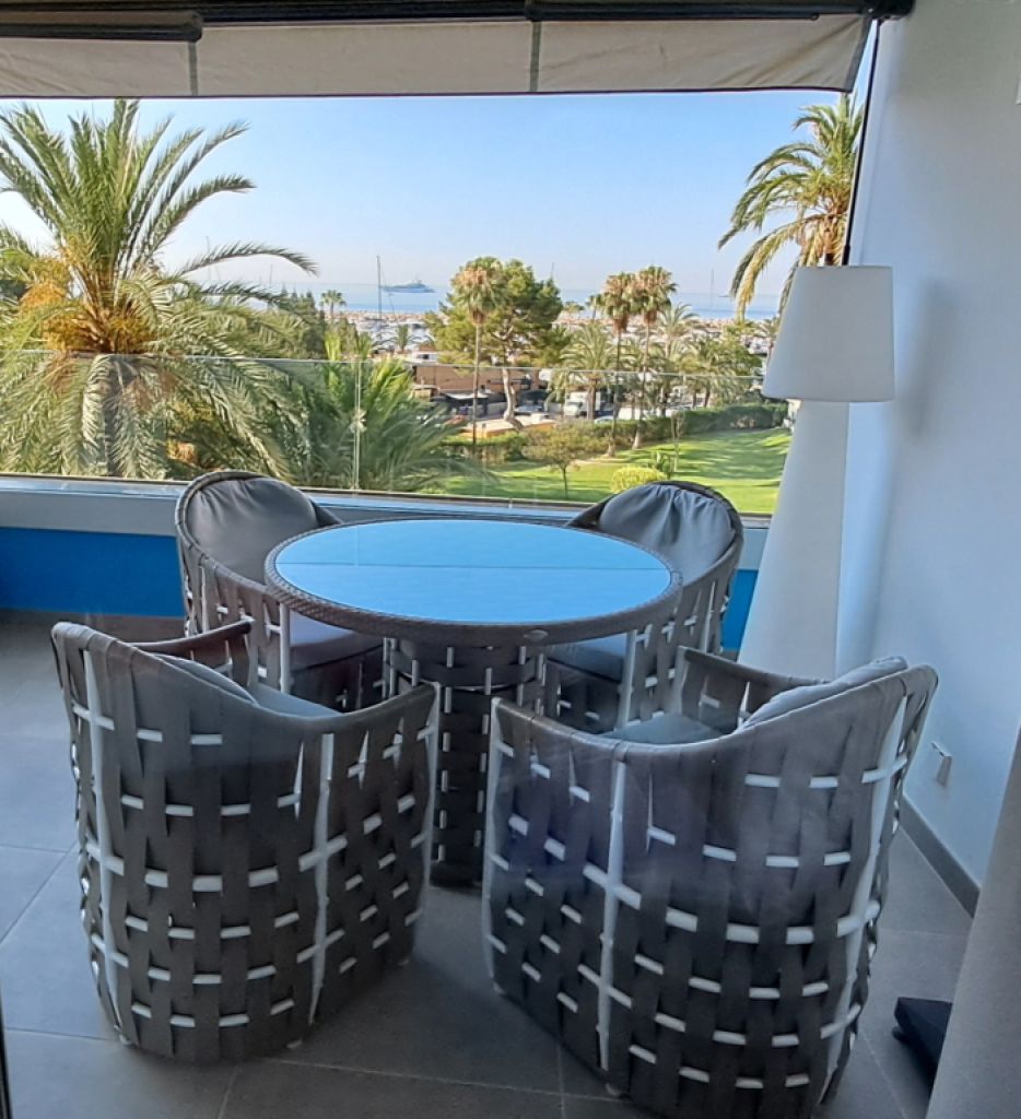 Portals Nous : Saisonale Vermietung - Meerblick, direkter Zugang zum Hafen -trop. Garten m. Pool